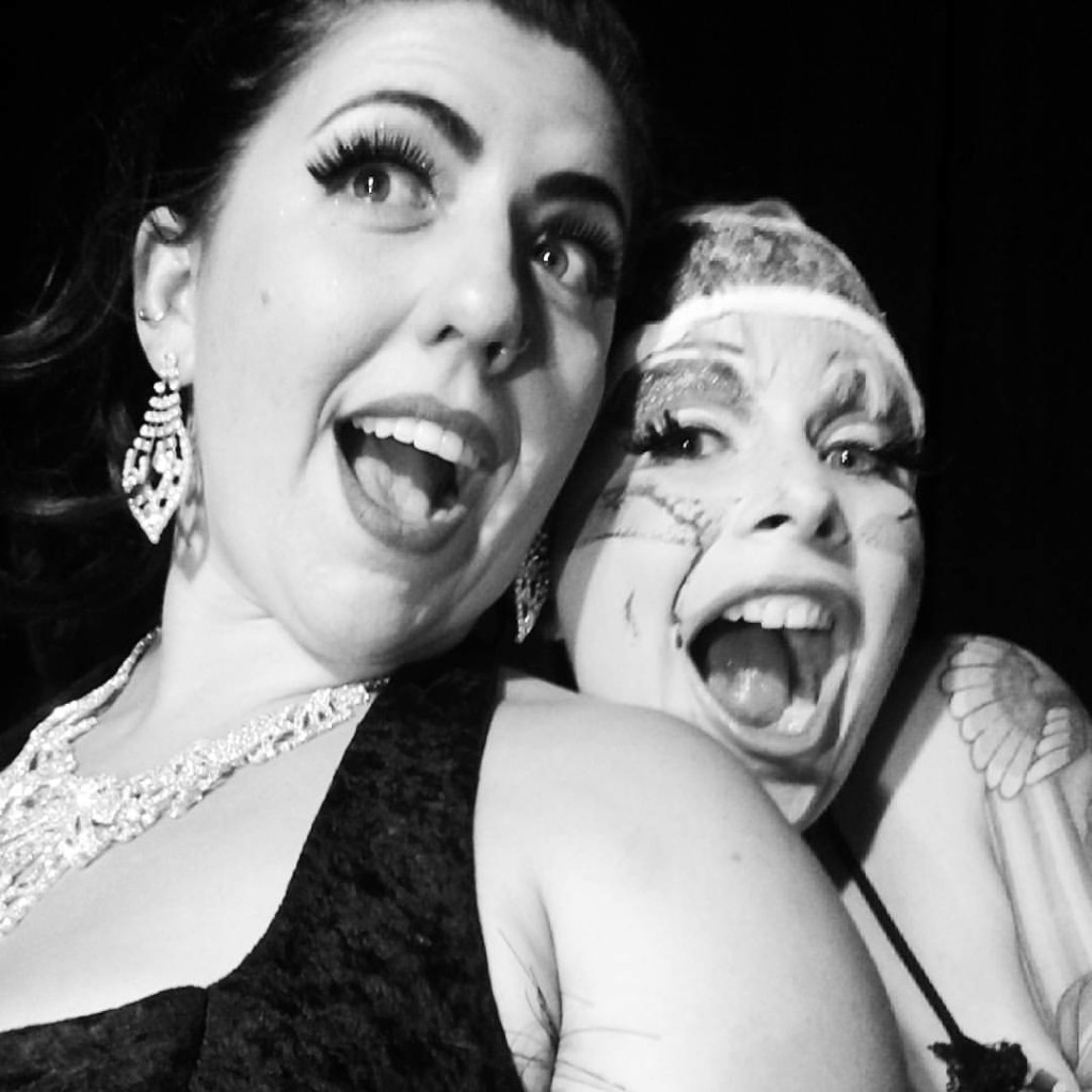 me and my co-producer, Andi Stardust, backstage flipping out with joy.